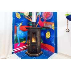 Угловая стальная печь Термофор Статика Квинта, чёрная бронза фото в Минске