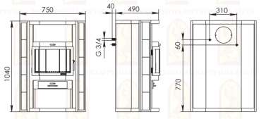 Купить недорогой камин с теплообменником Мета-Бел АОТВ 9.0-03 Печора-Аква в Минске фото в Минске