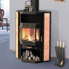 Недорогой большой камин с шамотом Печора Мета Бел фото в интерьере в Минске