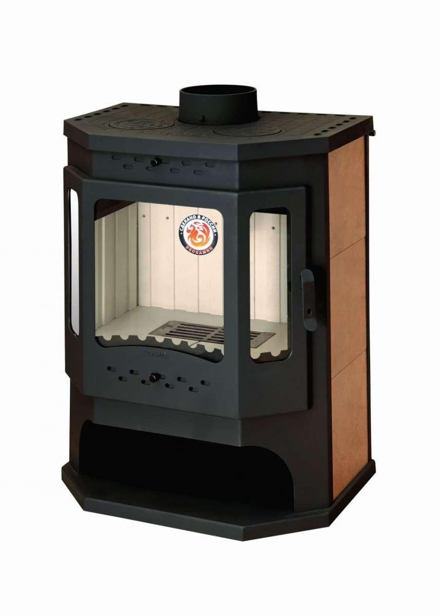 Печь-камин Бавария призматик с плитой Амазонка бай фото в Минске
