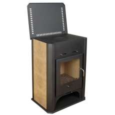 Стальная печь-камин Бавария с плитой и теплообменником фото в Минске