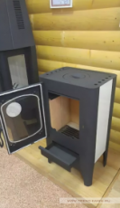 Печь-камин Экокамин с плитой в интерьере фото в Минске