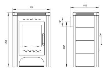 Печь-камин со стеклом Бавария фото в Минске