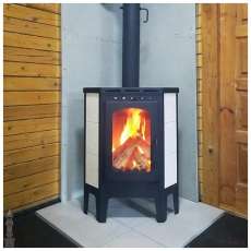 Стальной камин Бавария угловая Амазонка бай фото в интерьере в Минске