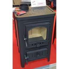 Чугунный камин со стеклом Бавария Оптима Чугун с плитой фото в интерьере в Минске