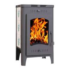 Стальной камин Бавария Оптима Незабудка со стеклом фото в Минске