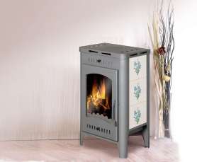 Печь-камин Бавария Оптима Незабудка со стеклом фото в Минске