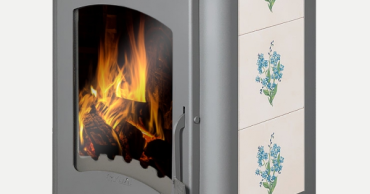 Недорогой камин Бавария Оптима Незабудка со стеклом фото в Минске