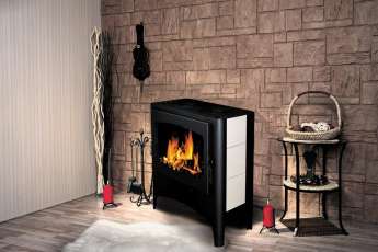 Печь-камин Бавария Эко с плитой 2 конфорки фото в интерьере в Минске