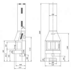 Печь-камин Бавария три стекла графит фото схема в Минске