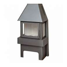 Стальной камин Бавария три стекла графит фото в Минске