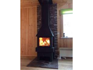 Недорогой камин Бавария 3 стекла чёрная фото в интерьере в Минске