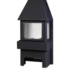 Печь-камин Бавария 3 стекла чёрная фото в Минске