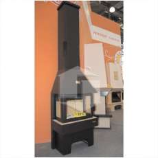 Недорогой камин Бавария 3 стекла чёрная фото в интерьере в Минске