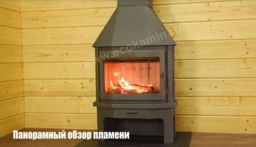 Недорогой камин со стеклом Бавария Мюнхен пристенно-угловой графит фото в Минске