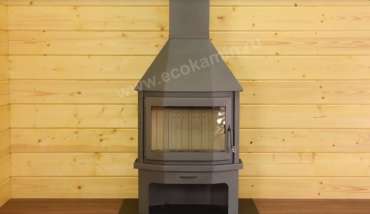 Печь-камин со стеклом Бавария Мюнхен пристенно-угловой графит фото в Минске