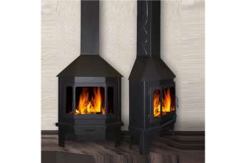 Стальной камин со стеклом Мюнхен угловой чёрный фото в Минске