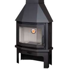 Стальной камин со стеклом Мюнхен угловой чёрный фото в Минске