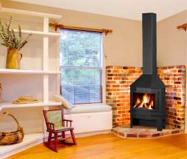 Стальной камин Мюнхен угловой чёрный фото в Минске