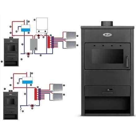 Печь-камин Blist B22 E с водяным контуром фото в Минске
