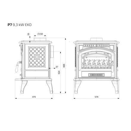Купить Печь-камин Kawmet P7 (9.3 кВт) EKO в интерьере чугунный в Минске фото в Минске