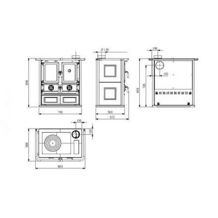 Отопительная печь HARK Herd Regina 350 Maiolica с духовкой и плитой в интерьере Амазонка бай фото в Минске