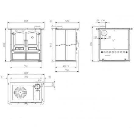 Отопительная печь HARK Herd Regina 631 DSA с духовкой и плитой красный Амазонка бай фото в Минске