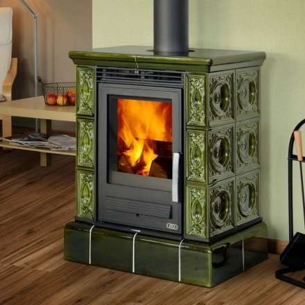 Кафельная печь ABX Helvetia KP, с кафельным цоколем, с теплообменником в Минске