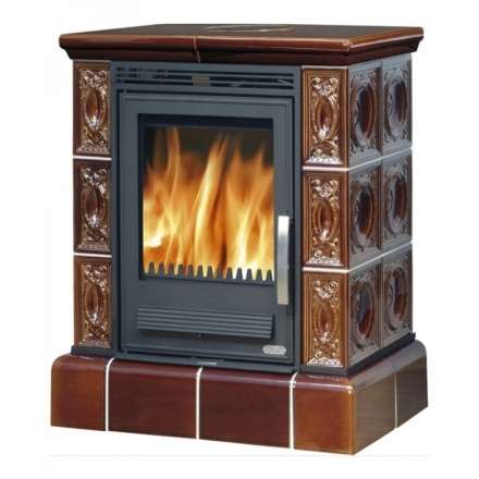 Кафельная печь ABX Helvetia LP с чугунной топкой, с кафельным цоколем Амазонка бай фото в Минске