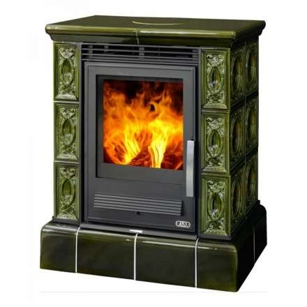 Кафельная печь ABX Helvetia LP с чугунной топкой, с кафельным цоколем в Минске