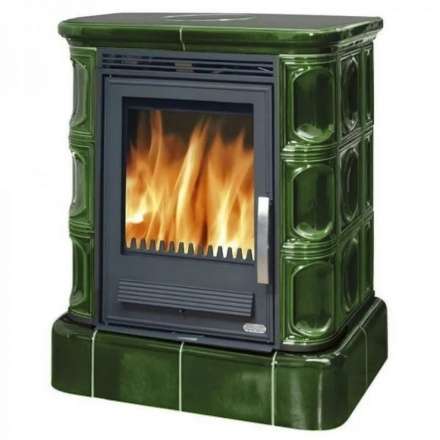 Кафельная печь ABX Marina LP с чугунной топкой, с кафельным цоколем в Минске