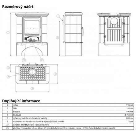 Кафельная печь ABX Iberia L, с чугунной топкой, с прямым цоколем в Минске