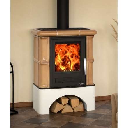 Кафельная печь ABX Bavaria L с чугунной топкой, с ровным цоколем в Минске