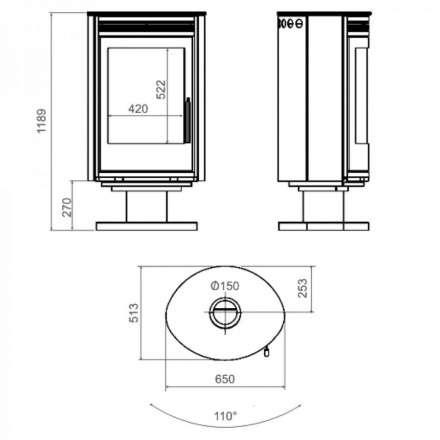 Печь-камин ABX Arktis 8 поворотный в Минске