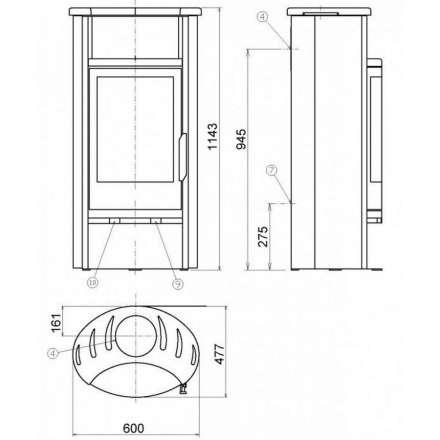 Печь-камин ABX Pori 7 Aqua с теплообменником в Минске