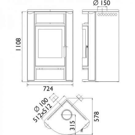 Печь-камин ABX Polar 6 угловой в Минске