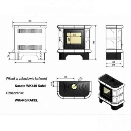 Купить кафельную печь камин Kratki WK/440/KAFEL/CZ Амазонка бай фото в Минске