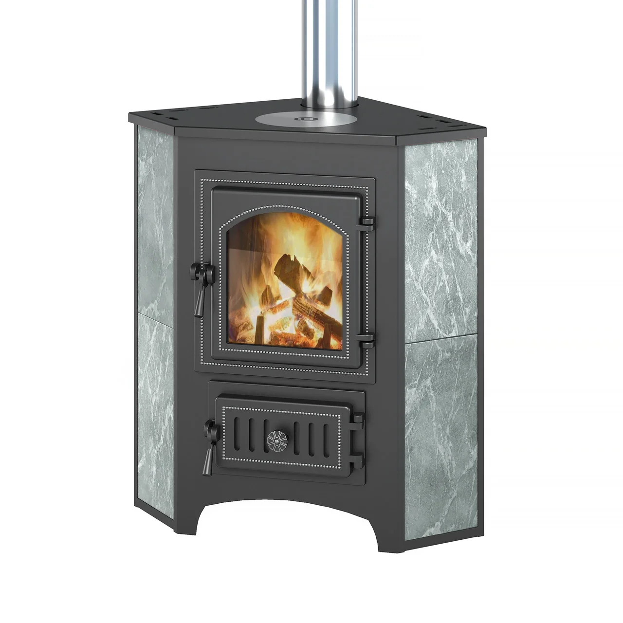 Печь-камин Везувий ПК-01 (270) угловой талькохлорит 9 кВт Амазонка бай фото в Минске