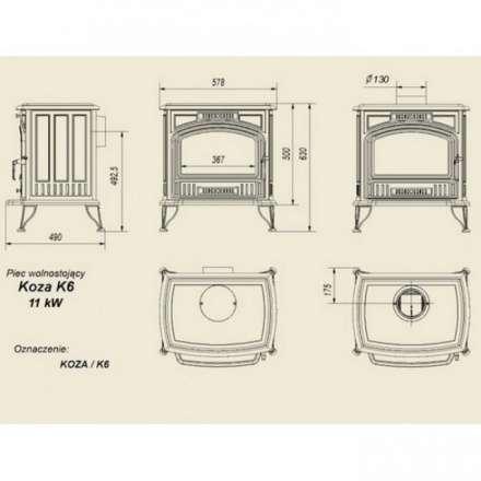 Отопительная печь Kratki Koza/K6 (декор дверцы) Амазонка бай фото в Минске
