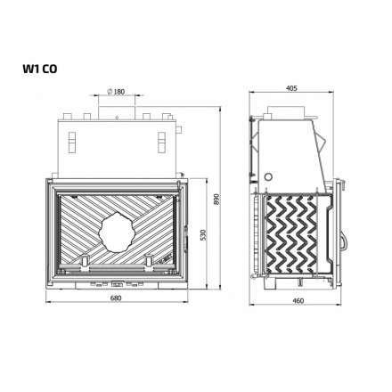 Каминная топка Kawmet W1CO 18,7 кВт с водяным контуром в Минске