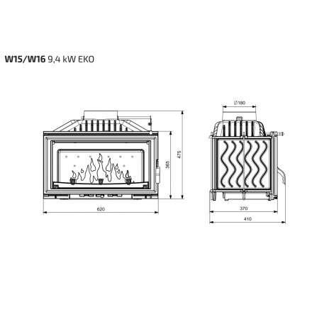 Каминная топка Kawmet W15 STANDARD 9,4 кВт EKO в Минске