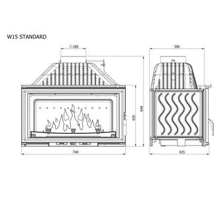 Каминная топка Kawmet W15 STANDARD 18 кВт в Минске