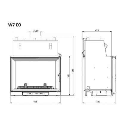 Каминная топка Kawmet W7CO 25,3 кВт с водяным контуром в Минске