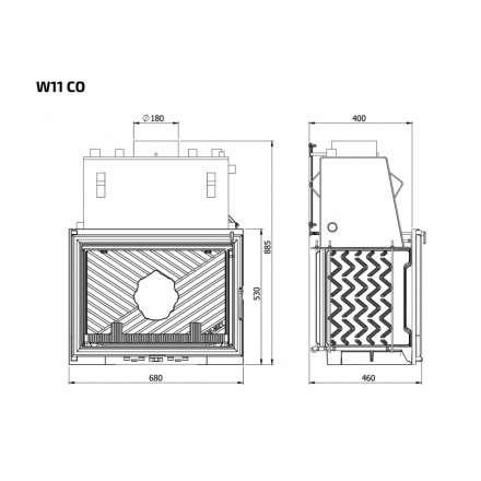 Каминная топка Kawmet W11CO 18 кВт с водяным контуром в Минске