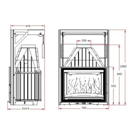 Каминная топка Invicta 700 Grand Angle с подъёмом в Минске