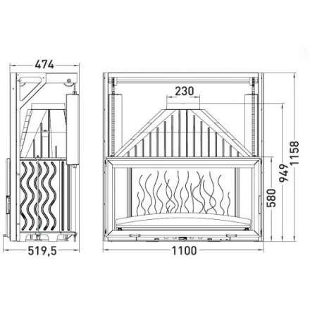 Каминная топка Invicta 1100 Grand Vision с подъёмом в Минске