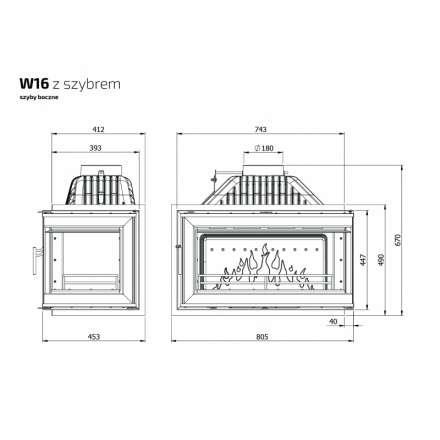 Каминная топка Kawmet W16PB 14,7 кВт в Минске
