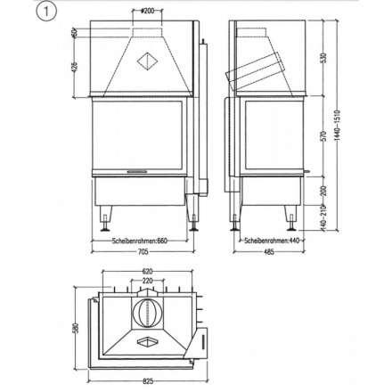 Каминная топка Radiante 550/20/57-66.44 H WW ECOplus с теплообменником в Минске