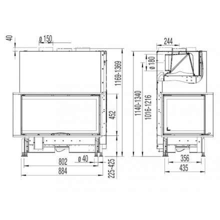 Каминная топка Austroflamm 89x49x45 S 2.0 левая подъёмный механизм в Минске
