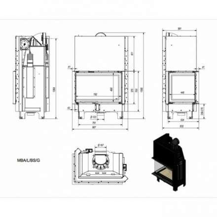 Каминная топка Kratki MBA/L/BS/G в Минске